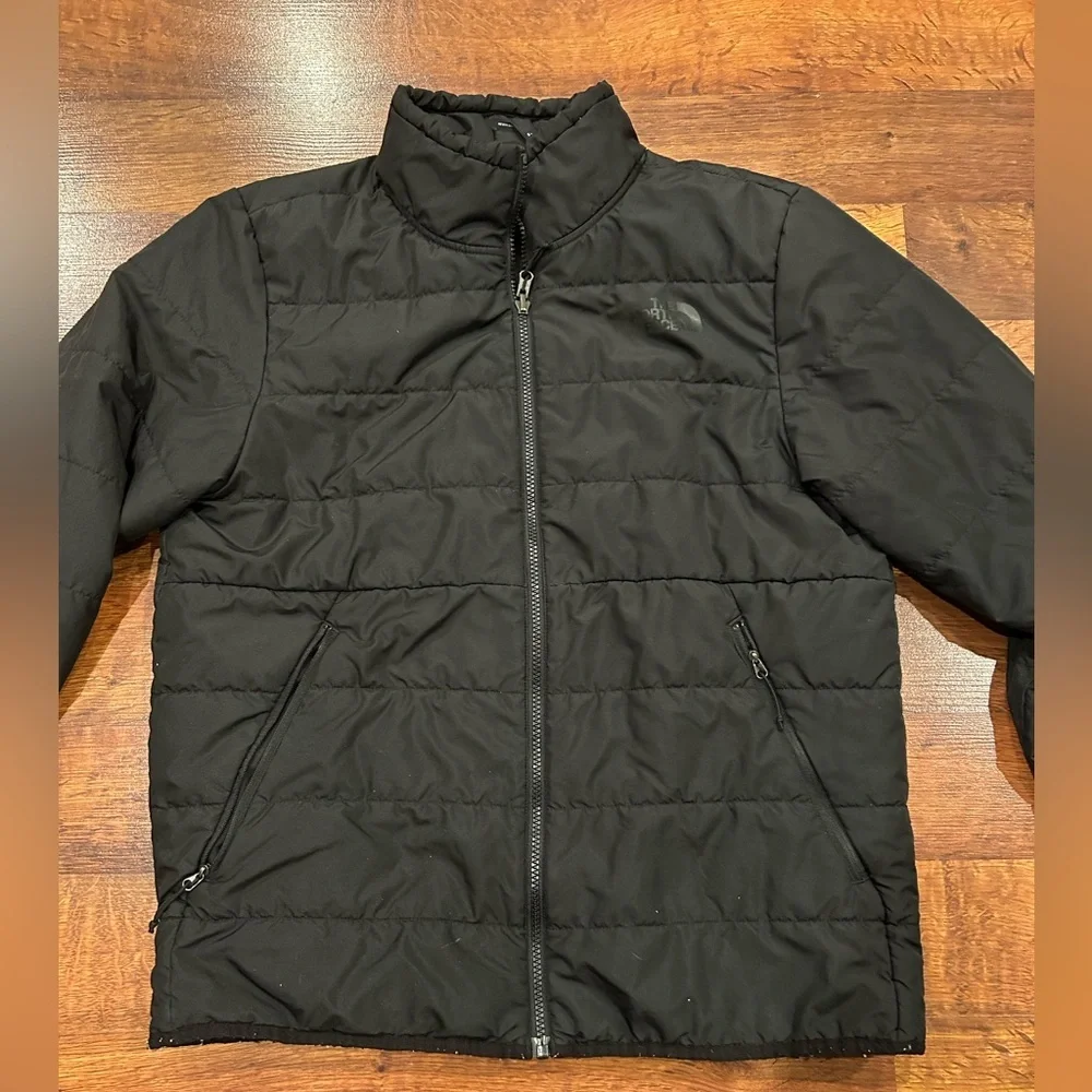 The North Face Mens Puffer Jacket Quilted Black Zip Up Coat Primaloft Medium